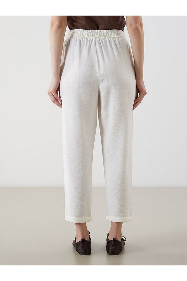 LCW Modest Ekru Beli Lastikli Kadın Pantolon - 4
