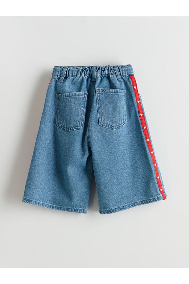 LCW Kids İndigo Beli Ayarlanabilir Lastikli Kız Çocuk Jean Şort - 2