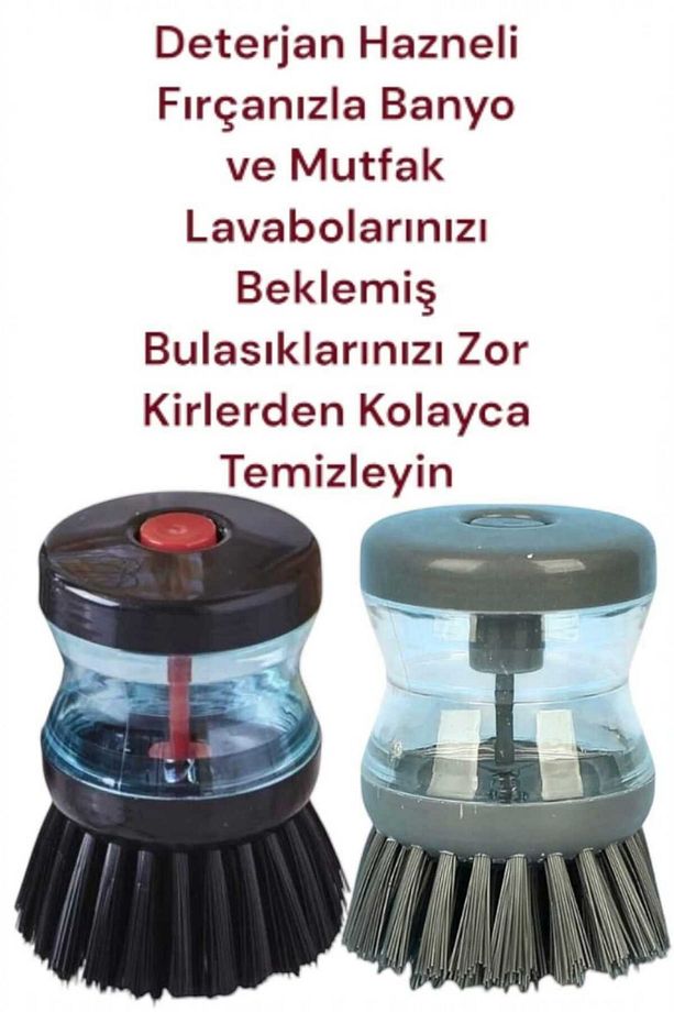 2'Li Bulaşık fırçası Deterjan Hazneli Fırça Pratik Çok Amaçlı Mutfak Banyo Lavabo Yıkama Fırçası - 3
