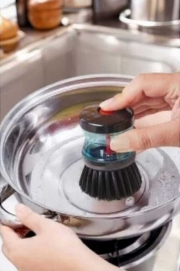 2'Li Bulaşık fırçası Deterjan Hazneli Fırça Pratik Çok Amaçlı Mutfak Banyo Lavabo Yıkama Fırçası - 1