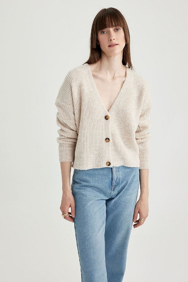 Regular Fit V Yaka Selanik Kumaş Hırka R1262az23wn - 3