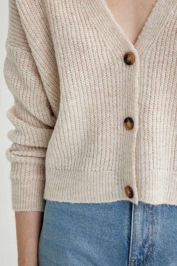Regular Fit V Yaka Selanik Kumaş Hırka R1262az23wn - 5