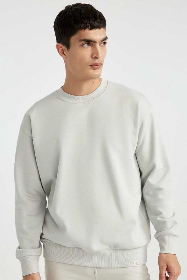 Oversize Geniş Kalıp Bisiklet Yaka Basic Düz Sweatshirt T5139az24sp - 1