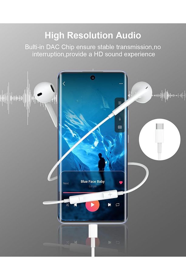 İphone 15 Pro 16 Plus 16 Pro Max Uyumlu Kulaklık Type-c Uyumlu Tak Çalıştır Bluetooth Gerektirmez - 4