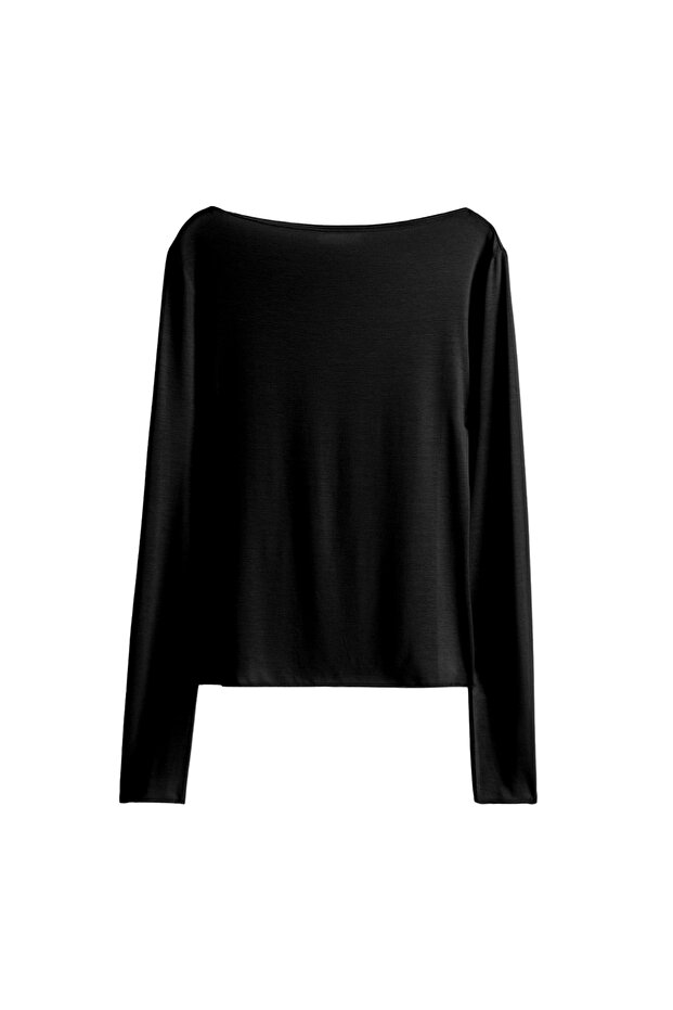 بلوزة سوداء شفافة خفيفة - 1