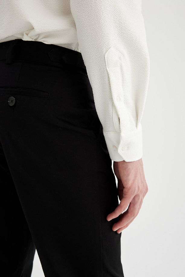 Twill Yazlık Kumaş Pantolon Tapered Fit Cepli Basic Düz Keten Karışımlı Duble Paça B6585ax24sp - 7