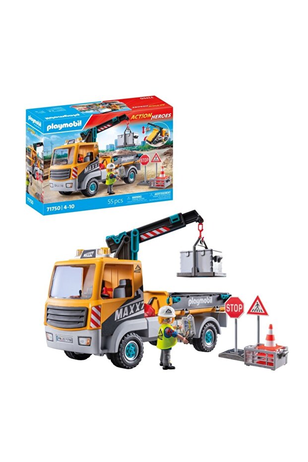 Camion de construcții cu macara