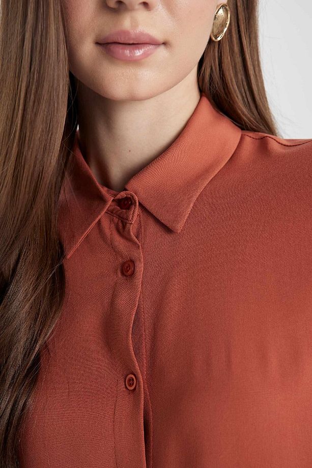 Regular Fit Basic Düz Uzun Kollu Gömlek Tunik Z3538az24sp - 5