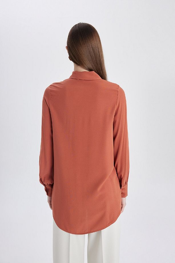 Regular Fit Basic Düz Uzun Kollu Gömlek Tunik Z3538az24sp - 7