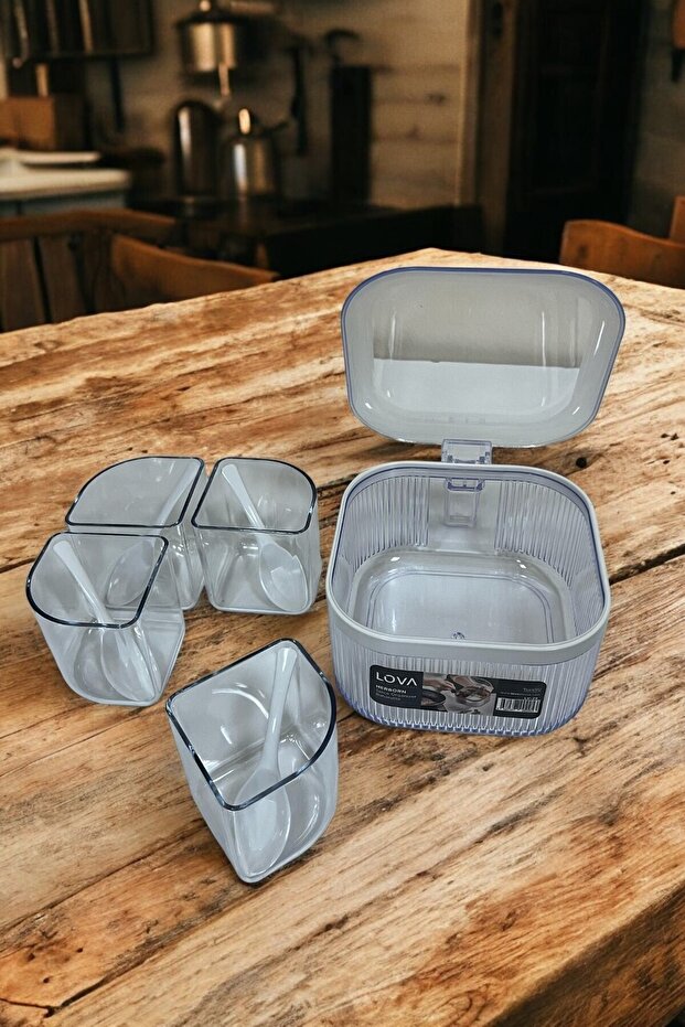4 Compartment 4 Spoons Spice Rack Set of 2 1.1 Lt - 8