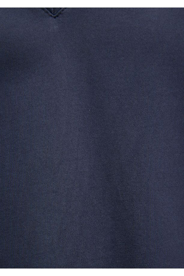 Pamuklu Merserize V Yaka Mavi Basic Tişört Regular Fit / Normal Kesim 1612701-85315 - 6