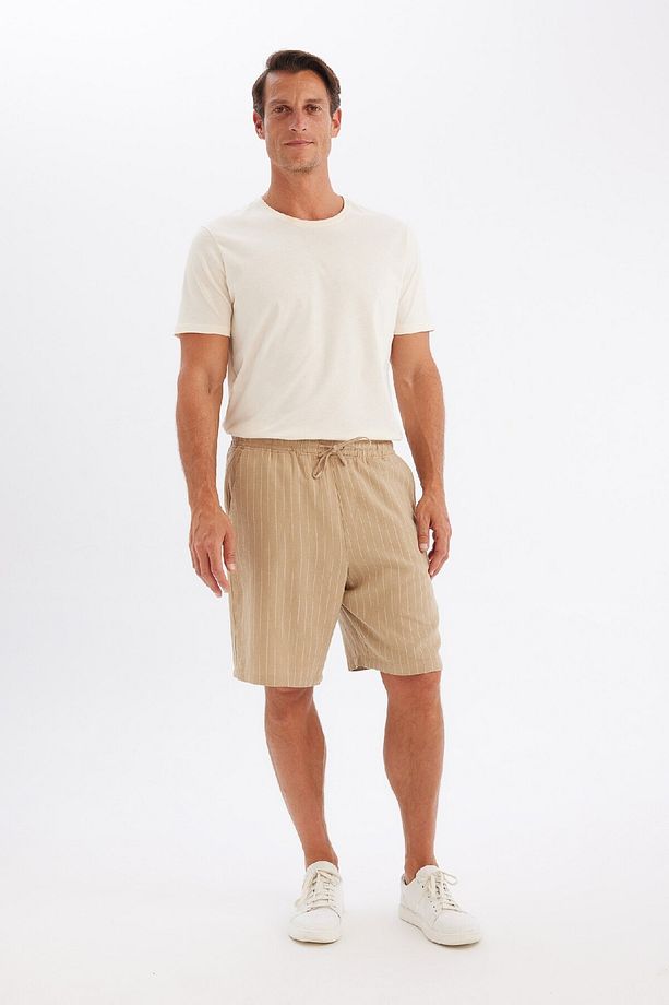 Relax Fit Keten Karışımlı Yazlık Bermuda Şort C1240ax24sm - 1