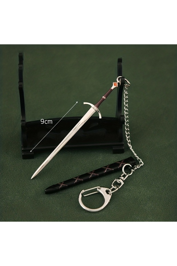 Wine Red Unedged Metal Ancient Famous Sword Key ring Pendant Bag Pendant Interesting Key ring