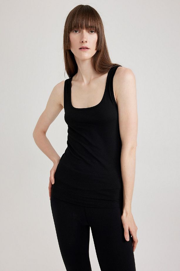 Fall In Love Regular Fit Pamuklu Basic Düz Siyah Iç Atlet R9041az23au - 3