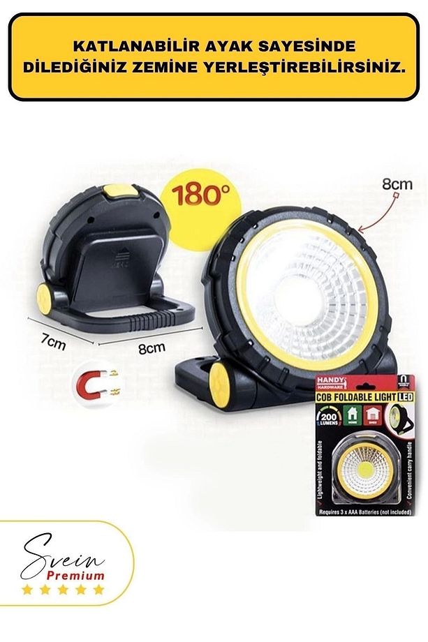 Taşınabilir Cep Boy Pilli Mıknatıslı Katlanır Ayaklı Kamp Bahçe Ev Için Mini Cob Projektör Led Işık - 4