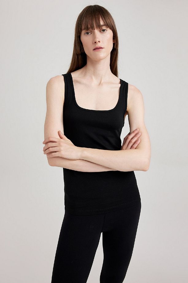 Fall In Love Regular Fit Pamuklu Basic Düz Siyah Iç Atlet R9041az23au - 4