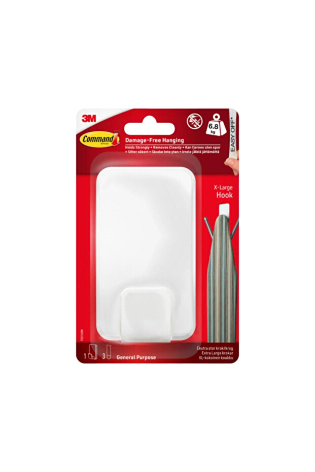 Multi-Purpose Damage-Free Hanging Utility Hook with 3 Strips X-Large - 5