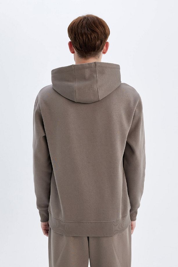 Regular Fit Kapüşonlu Kanguru Cepli İçi Yumuşak Tüylü Basic Düz Sweatshirt X8283AZ24AU - 8