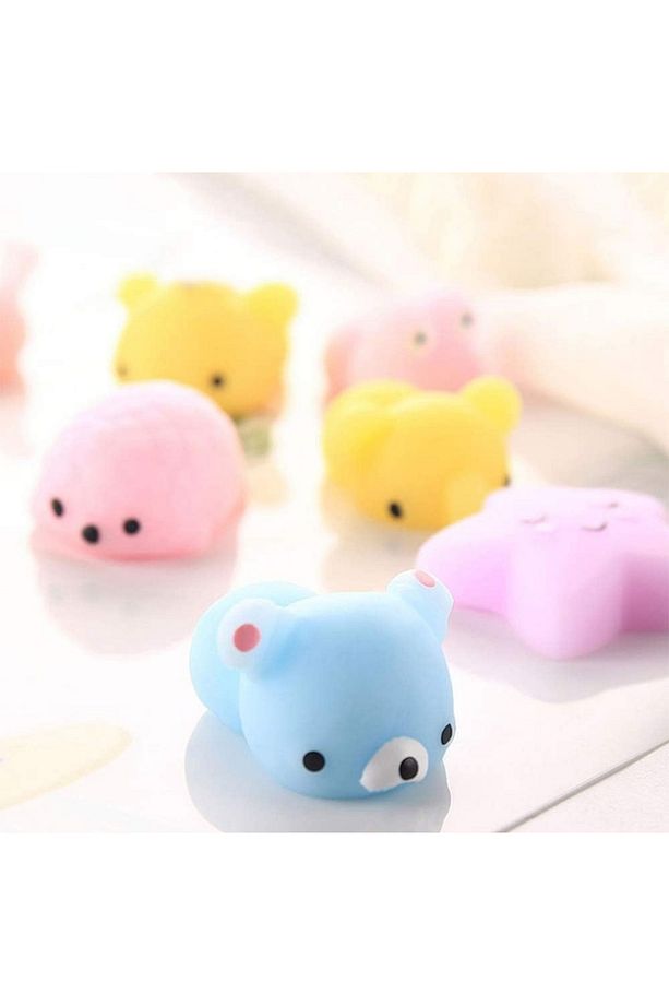 12 ADET SUKUŞİ HAYVAN FİGÜRÜ squishy oyuncak (kedi, kedi patisi, dinazor, civciv, kaplumbağa ve vb) - 7