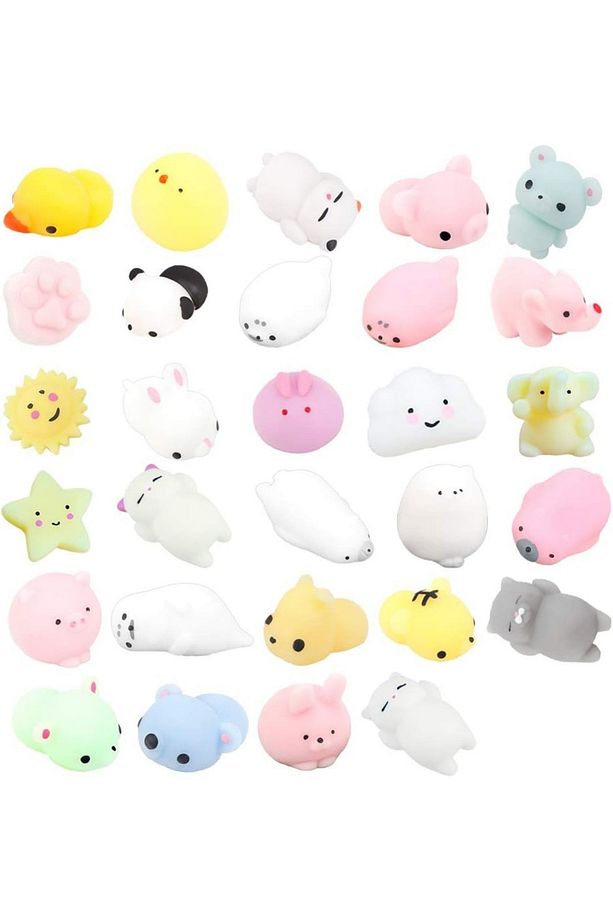 12 ADET SUKUŞİ HAYVAN FİGÜRÜ squishy oyuncak (kedi, kedi patisi, dinazor, civciv, kaplumbağa ve vb) - 1