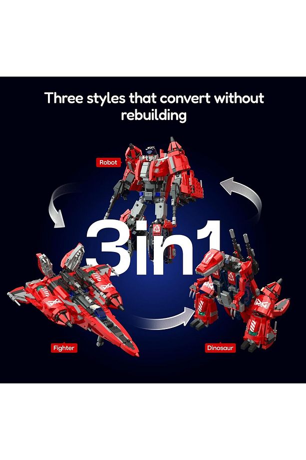 Technik 3'ü 1 Arada Robot Yapım Seti, Mekanik Dinozor, Savaş Uçağı, Koleksiyonluk Model - 4