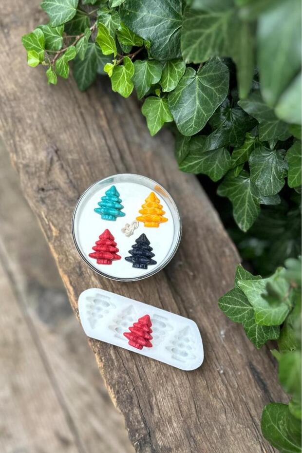 3d Çam Mini Dörtlü Mum Kalıbı (SİLİKON) (1 ADET) - 2