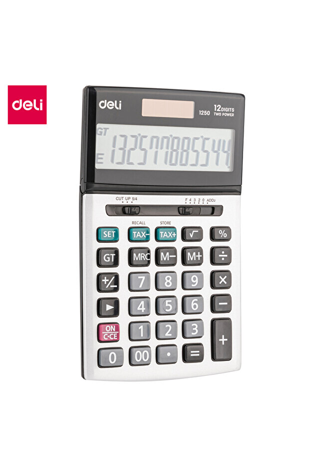 E1250 Calculator - Metal, 12 Digits, Silver, Tax Function