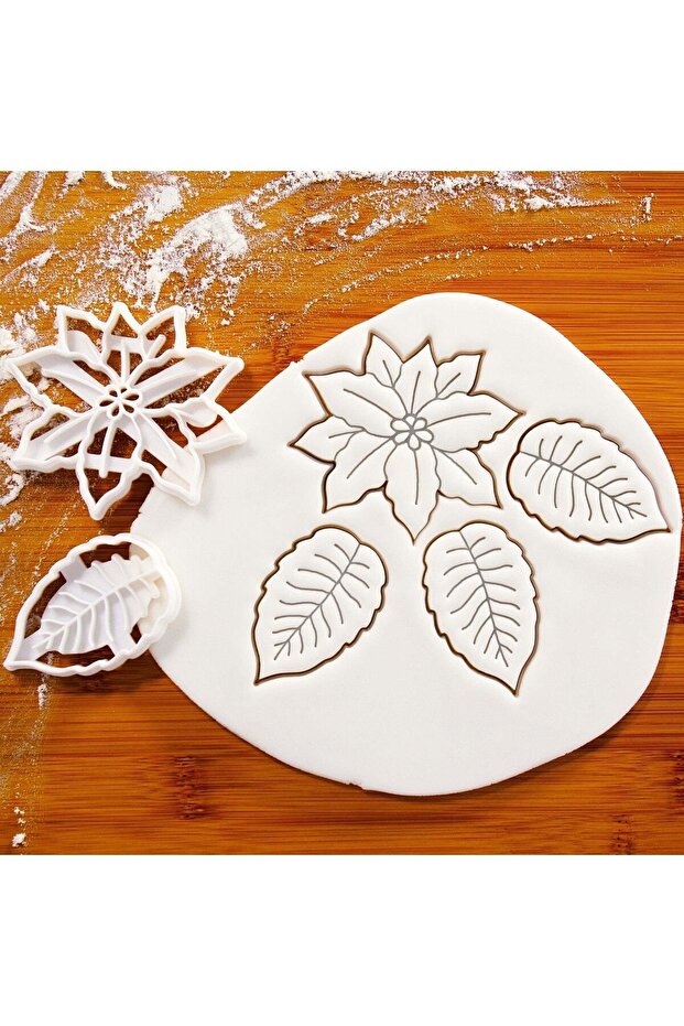 Flower and Leaf Patterned Cookie Mold and Sugar Dough Mold