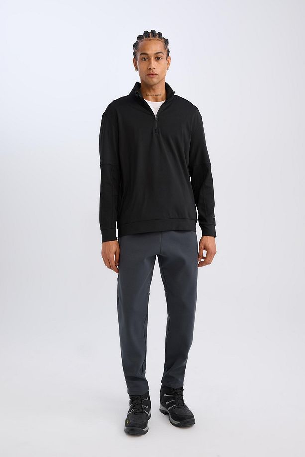 DeFactoFit Standart Fit Dik Yaka Fermuarlı Skuba Dalgıç Kumaş Sporcu Sweatshirt C9172AX24AU - 2