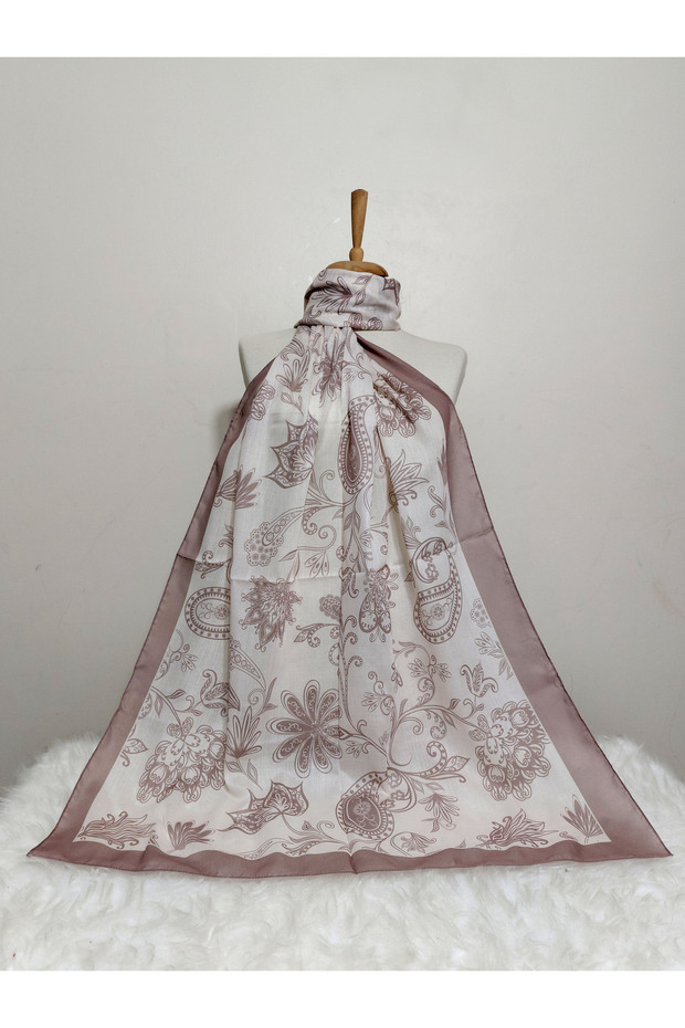 شال قطن ناعم منقوش - 1