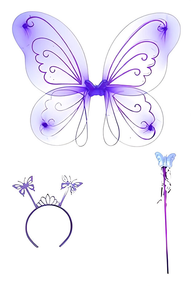 Reilaparty Lilac Purple Crown Scepter Butterfly Wing Set