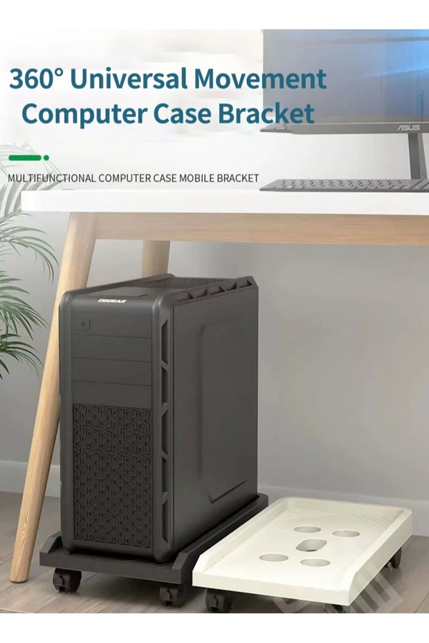 حامل وحدة المعالجة المركزية المحمول، حامل برج الكمبيوتر مع عجلة دوارة قابلة للقفل، يناسب معظم أجهزة الكمبيوتر المخصصة للألعاب - 2