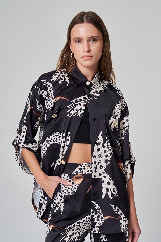 Kuş Desenli Gömlek - 1