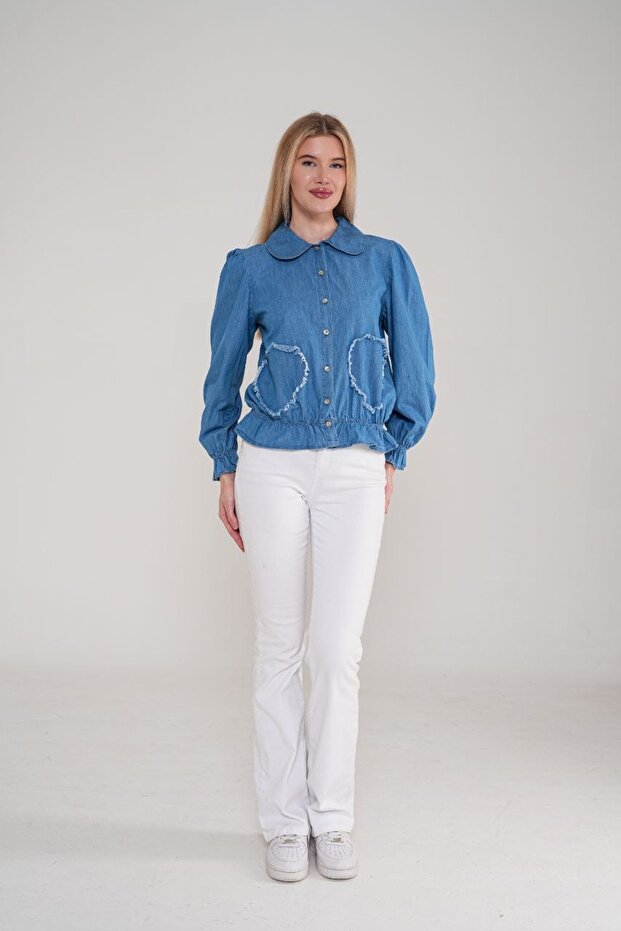 Kadın Kot Gömlek - 4