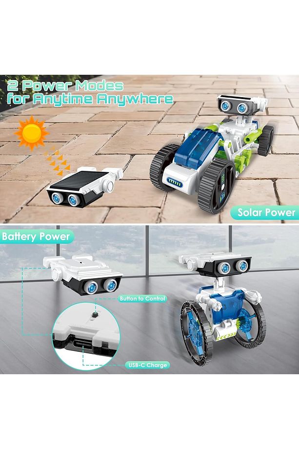 12si1 Arada Güneş Enerjili Robot Oyuncağı, 8-13 Yaş Çocuklar İçin DIY STEM Yapı Kiti - 4