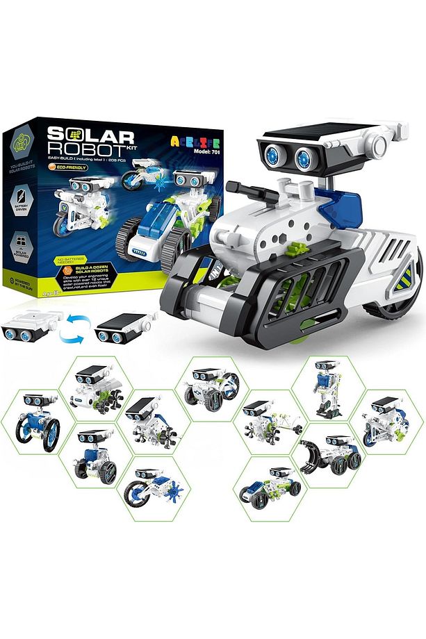 12si1 Arada Güneş Enerjili Robot Oyuncağı, 8-13 Yaş Çocuklar İçin DIY STEM Yapı Kiti - 1