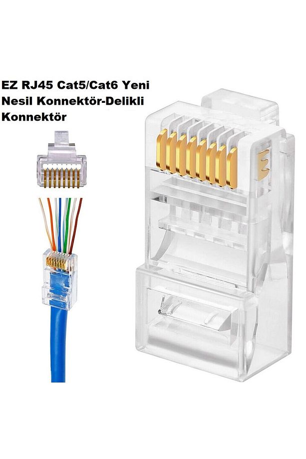 10 Adet Yeni Nesil Konnektör Delikli Ez Rj45 Cat5/cat6 8p8c Utp Ağ Için Jack Delikli Açık Uçlu Jak - 2
