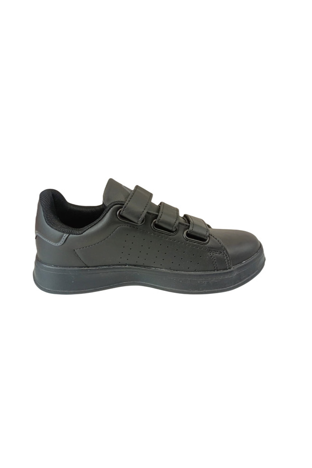 M.P 2625 Siyah Unisex Faylon Hafif Taban Cırtlı Spor Ayakkabı - 4