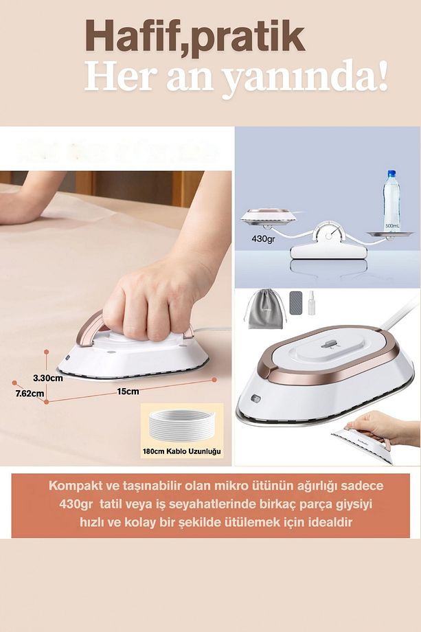 NB301 Mini Seyahat Ütüsü Çift Voltaj Dünya Çapında Kullanıma Uygun - 3