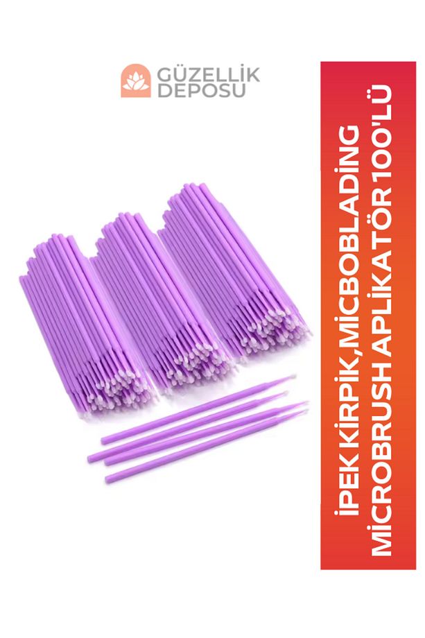 Microbrush Aplikatör 100'lü İpek Kirpik Fırçası, Microblading Fırçası - 2