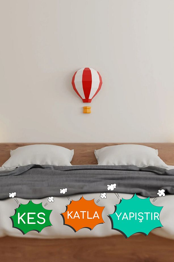 Orimiga Kendin Yap 3D Sıcak Hava Balonu – A4 Kes Katla Yapıştır Aktivite & Duvar Dekoru Seti - 1