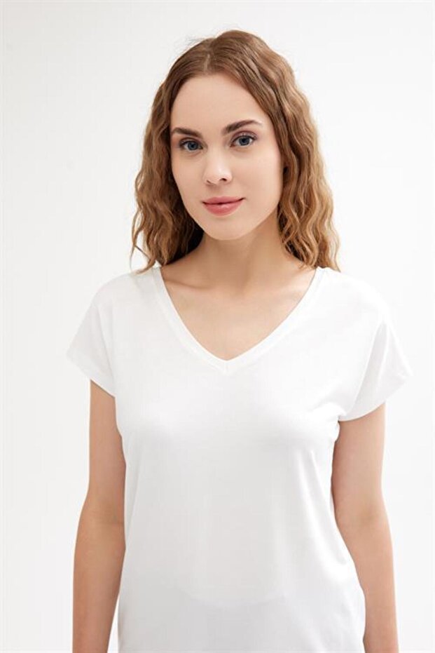 2 Pcs Front and Back V-Neck Basic Cotton T-Shirt - 7