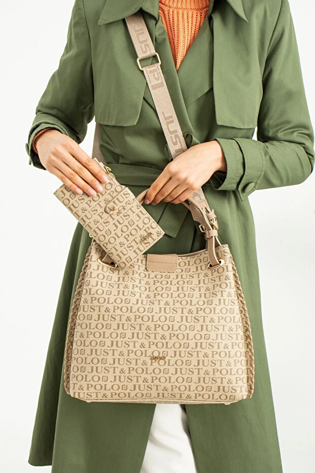 Women's Printed Large Size Adjustable Strap Luxury Hand and Shoulder Bag Size: 27 X 30 cm