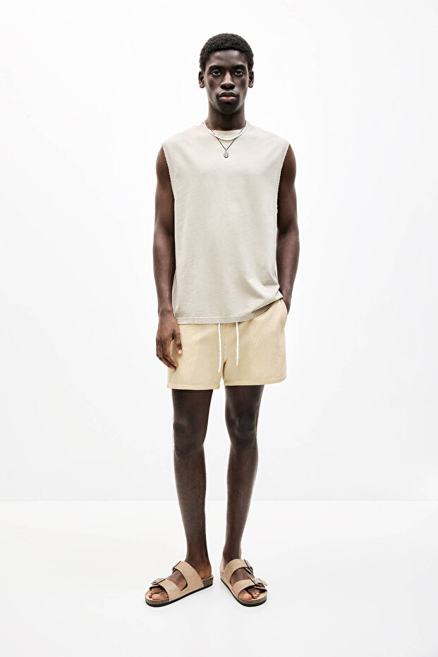 Çizgili gofre deniz şortu - 1