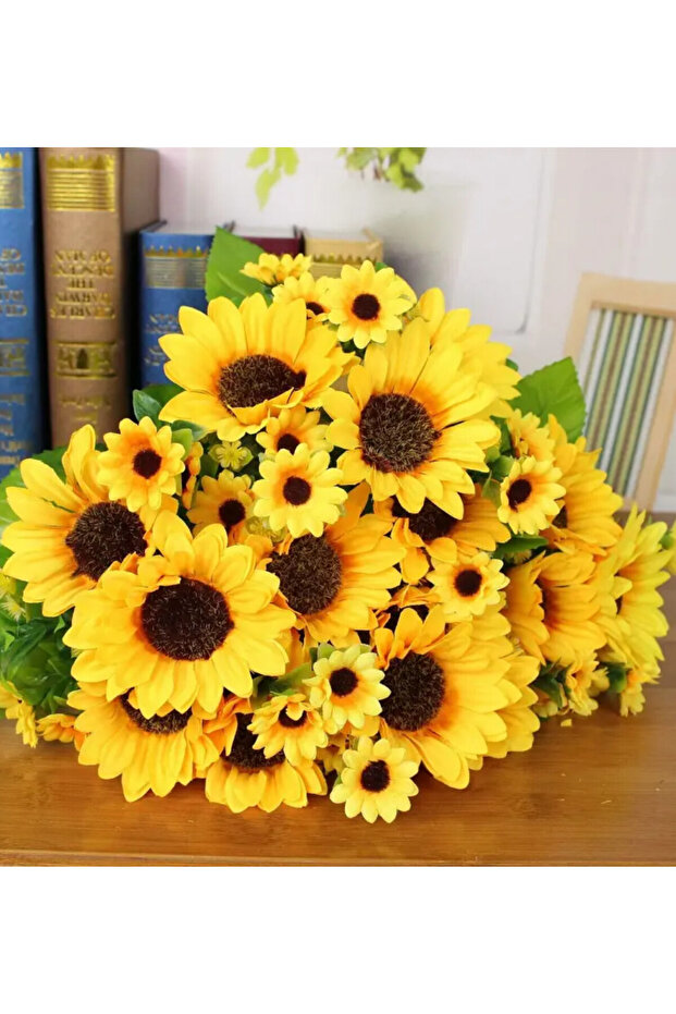 Artificial Luxury Sunflower Bouquet 7 Pieces (Without Pot) Arranged Sunflower Bouquet Large Daisy Ivy Bride