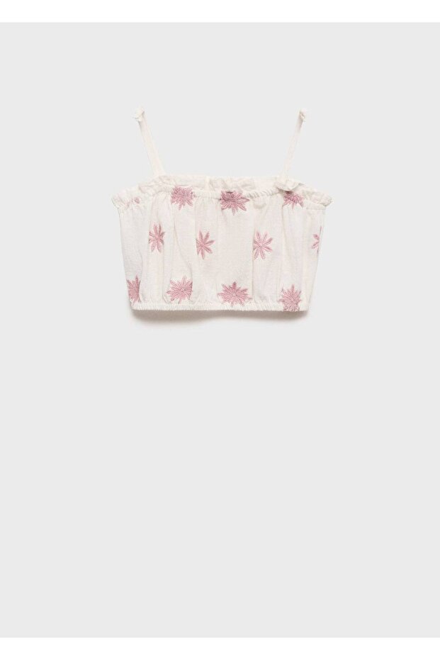 İşlemeli Crop Bluz - 1