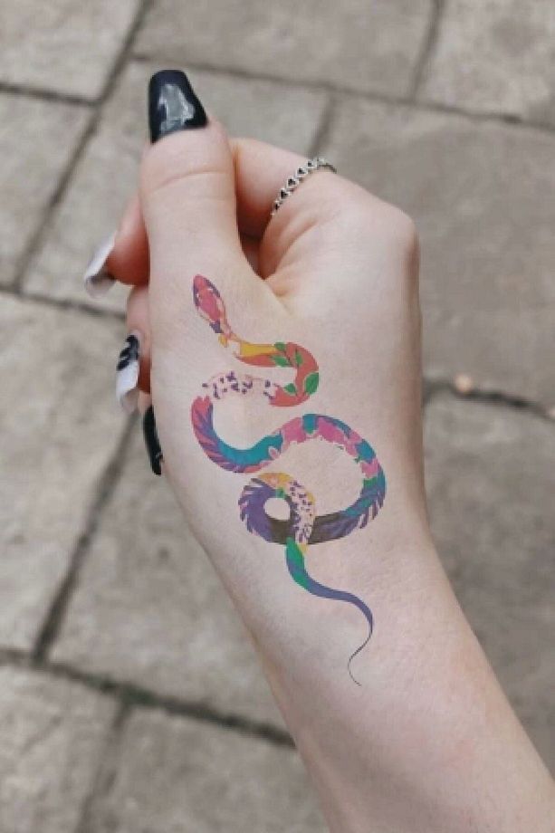 Gerçek Dövme Görünümlü Yılan Modelli 3 Boyutlu Tattoo - 1
