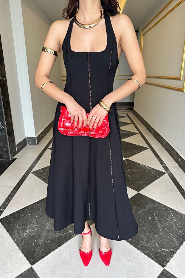 BOYUNDAN BAĞLAMALI ELBİSE - 6