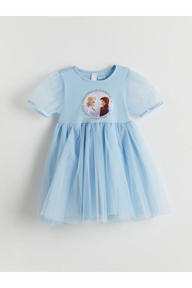 Lcw Kids Lilac Elsa Printed Girls' Combed Cotton Dress