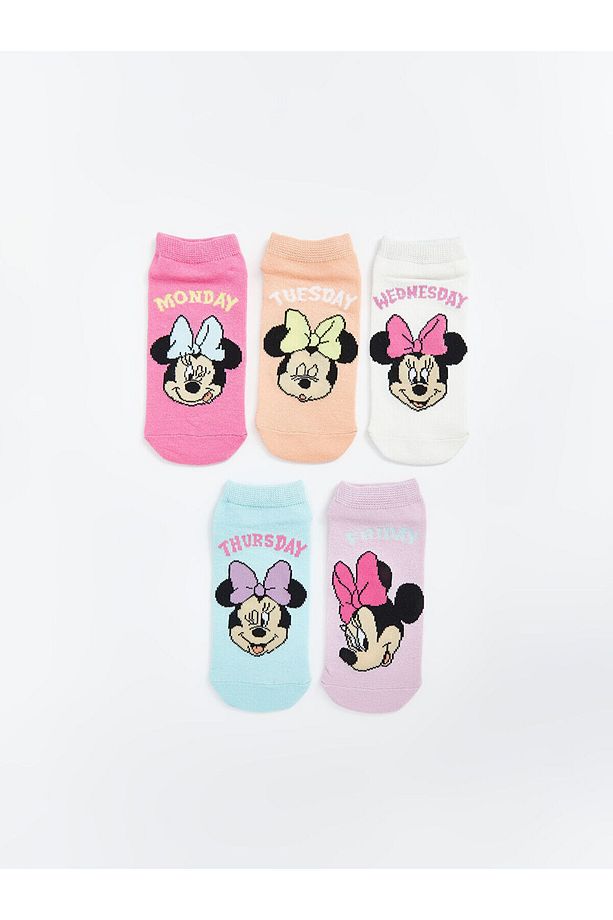 Minnie Mouse Desenli Kız Çocuk Patik Çorap 5'li - 1